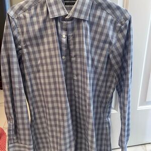 Tailorbyrd Blue and White Checkered Shirt